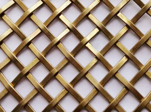 Woven brass wire mesh of flat wire in diamond hole