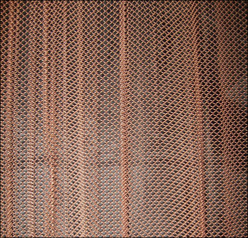 Satin Copper Colored Mesh Curtains 1/4 or 3/16 Weave And Handles